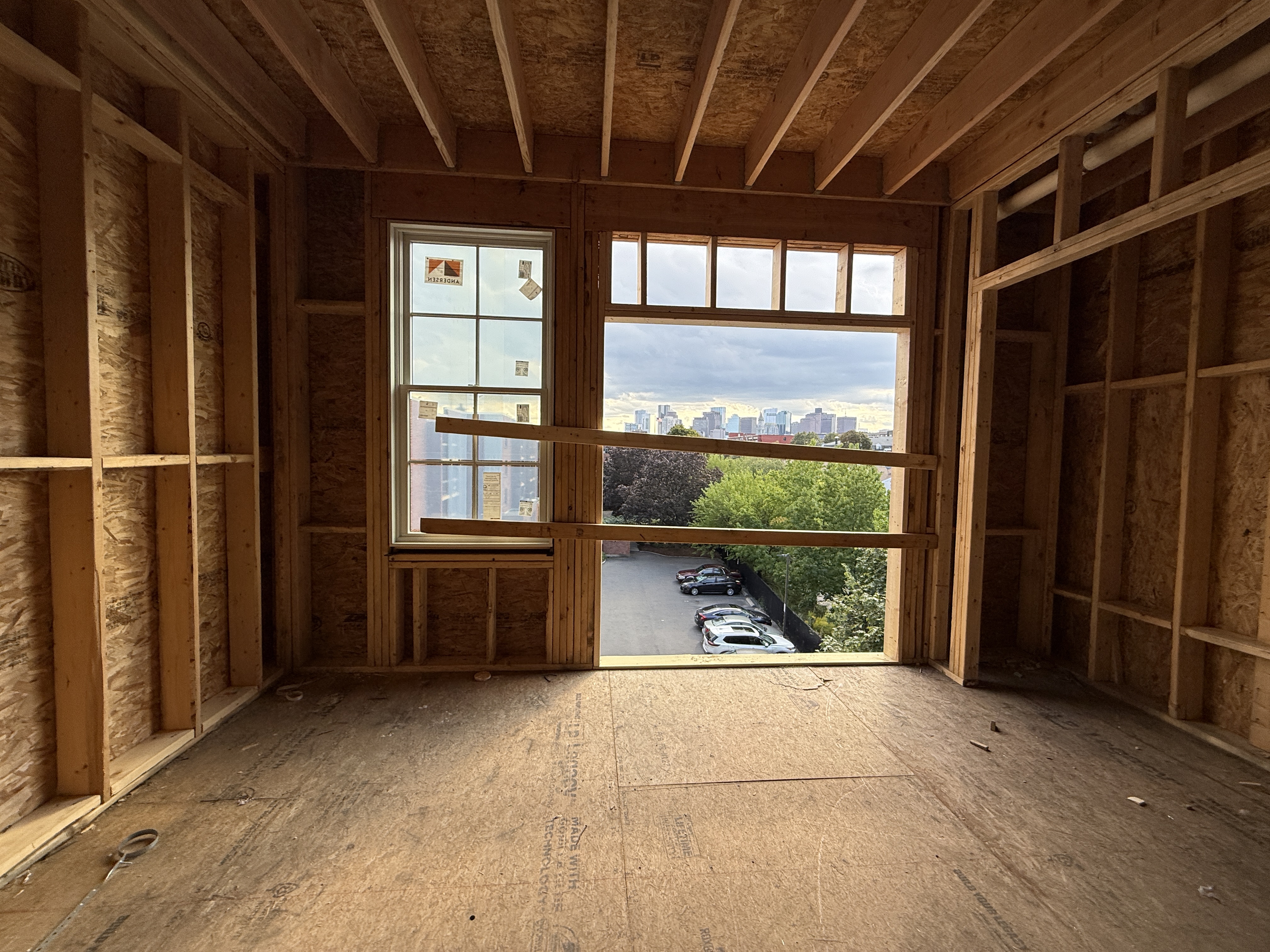 Bedroom at 167 Maverick Street with oversized windows and natural light (construction phase)