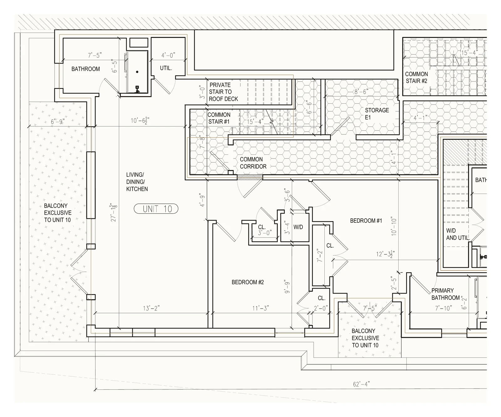Floor plan for Residence Ten at 167 Maverick Street, a penthouse, two bed two bath on floor 4
